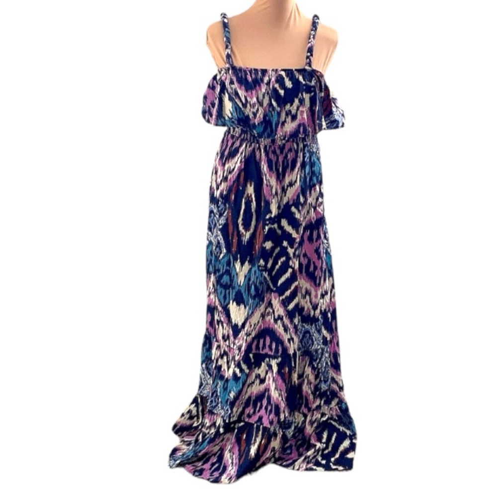 Women’s Blue & Purple Patterned Maxi Dress
